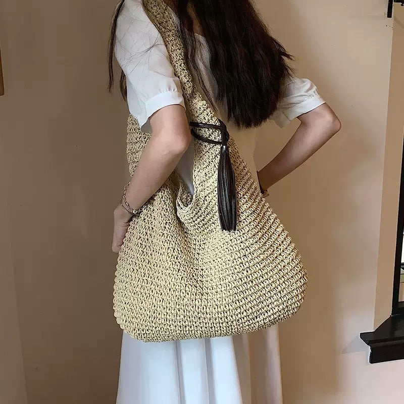 Women's Large Capacity Seaside Vacation Straw Fashion Beach Lazy Relaxed Women's Shoulder Bag