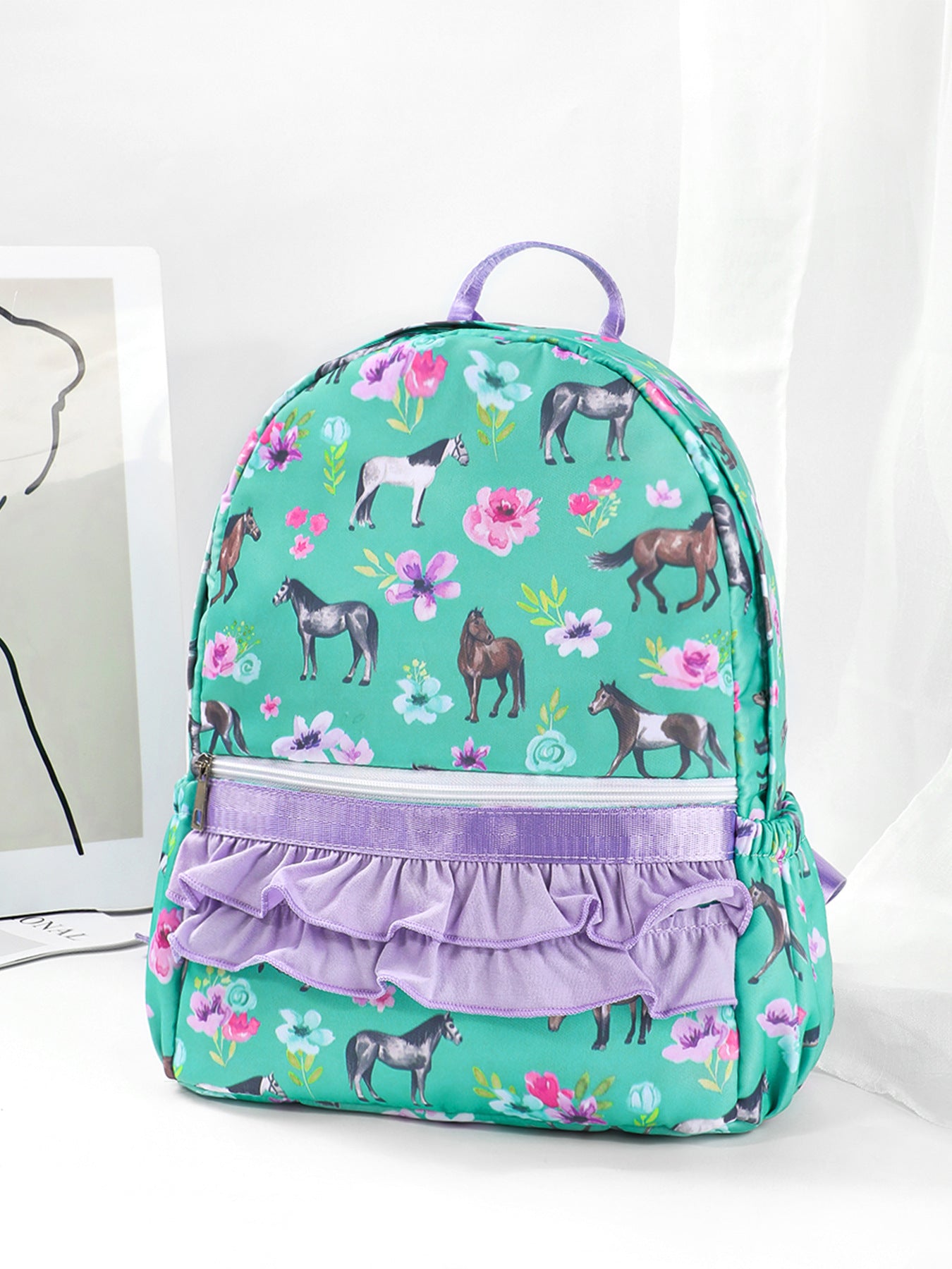 Blue Floral Korean Style Large Capacity Design Backpacks