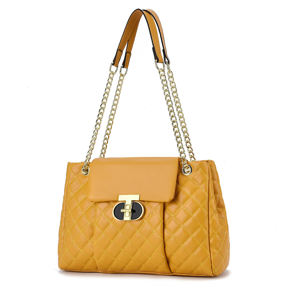 Women's Fashion Chain Soft Leather Pleated Underarm Embroidered Women's Shoulder Bag