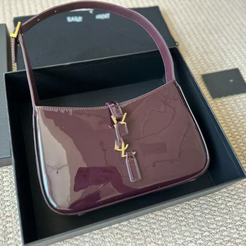 Light Luxury Patent Leather Shiny Temperament Wild High Sense Niche Underarm Bag