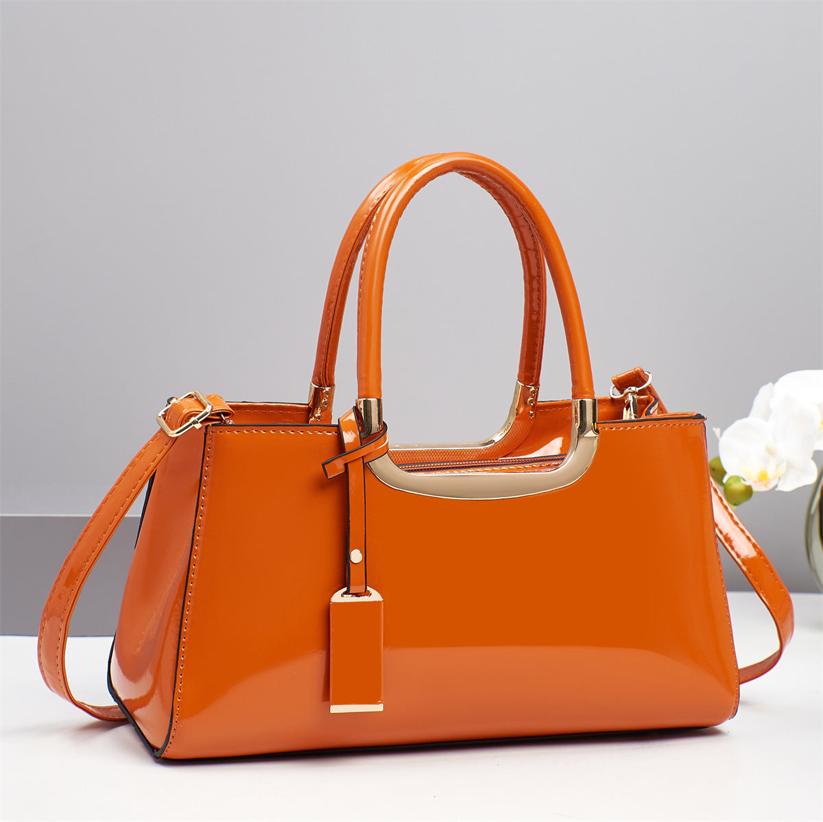 Women's Patent Leather Glossy Red Bridal Wedding Women's Shoulder Bag