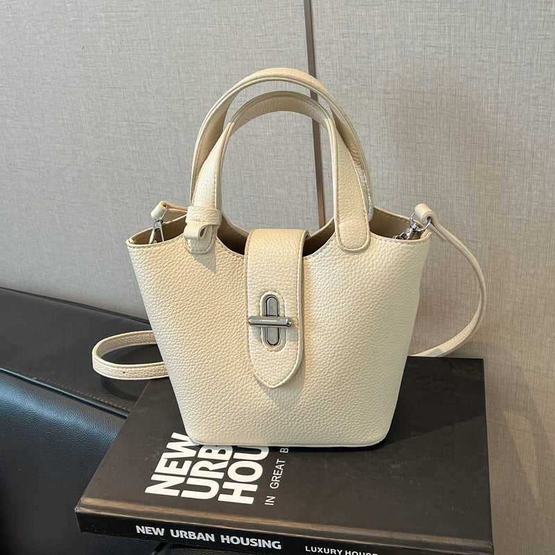 Niche Solid Color Design Advanced Sweet Western Style Trendy Bucket Bag