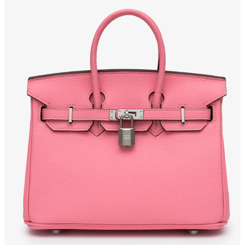Sier Litchi Grain First Layer Cowhide Portable Fashion Genuine Leather Women's Handbag