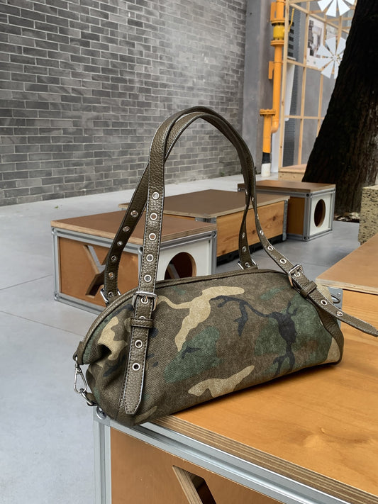 Design Commuter Bowling Fashion Retro Camouflage Canvas Underarm Large Women's Handbag