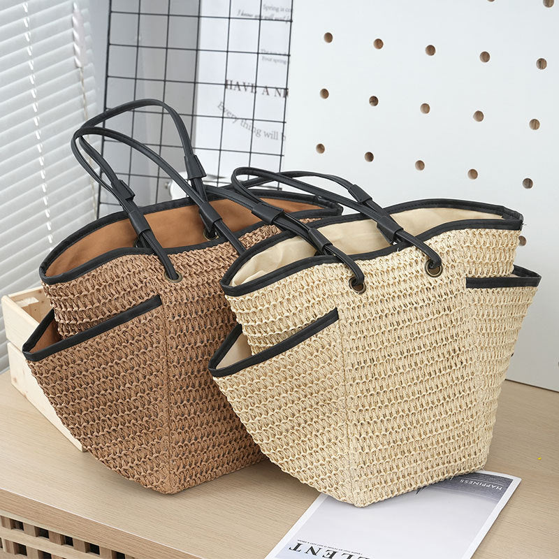 Women's Simple Large Capacity Straw Fashion Summer Commute Leisure Handbags