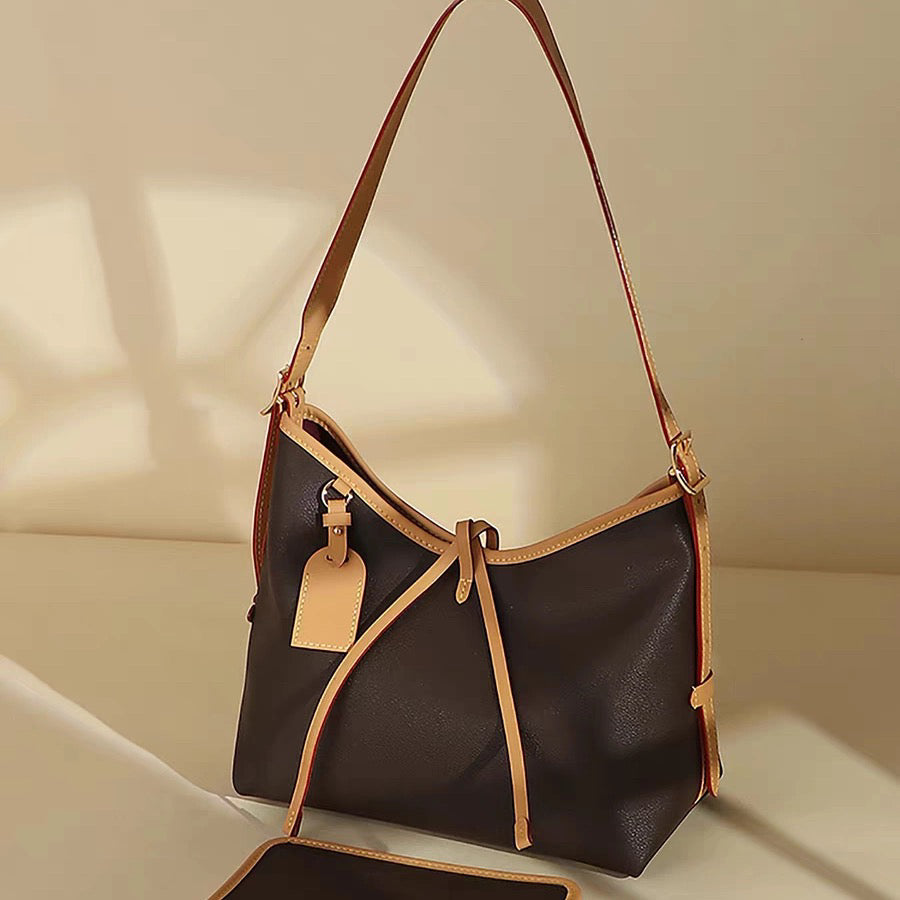 Elegant Women's Authentic Leather French Stick Bucket Bag