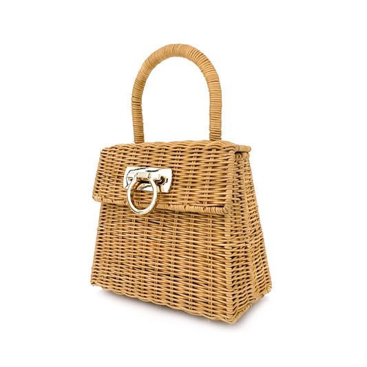 Summer Retro Rattan Weave Horseshoe Hand-woven Women's Handbag