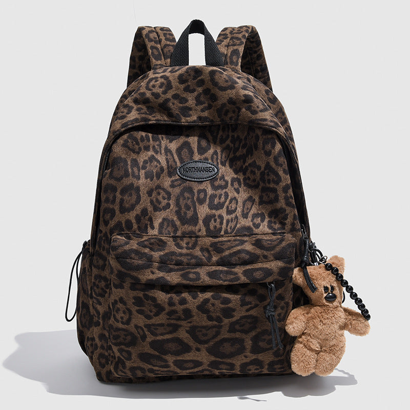 Women's & Men's Large Capacity Leopard Print Computer College High Korean Backpacks