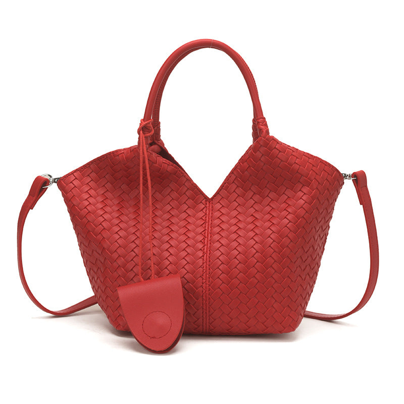 Women's Niche Texture Large Capacity Simple Woven Vegetable Tote Bag