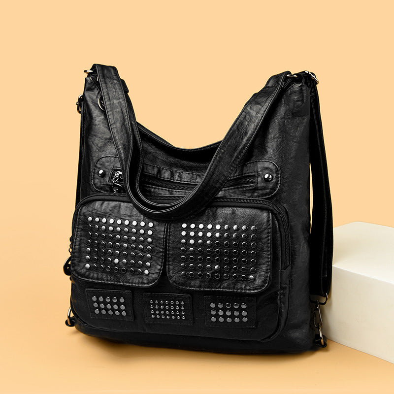 Women's Motorcycle Rivet Large Capacity Multipurpose Retro Women's Messenger Bag
