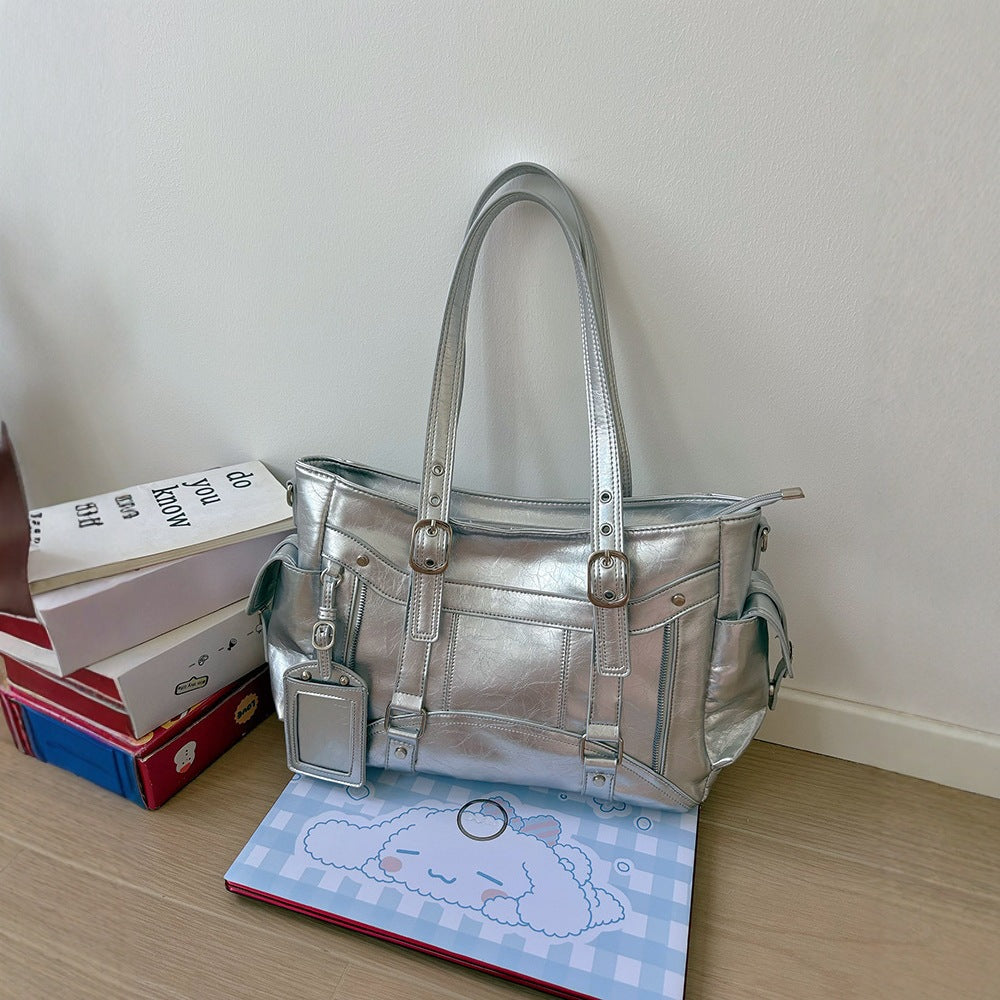 Large Capacity Totes Personality Versatile Motorcycle Simple Women's Shoulder Bag