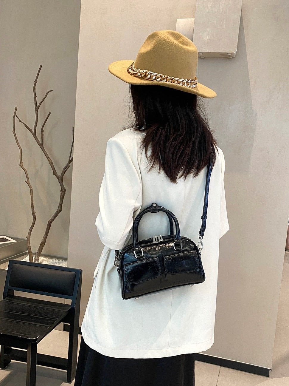 Genuine Leather Retro Female Burst Crack Cattlehide Fashion Simple Women's Handbag