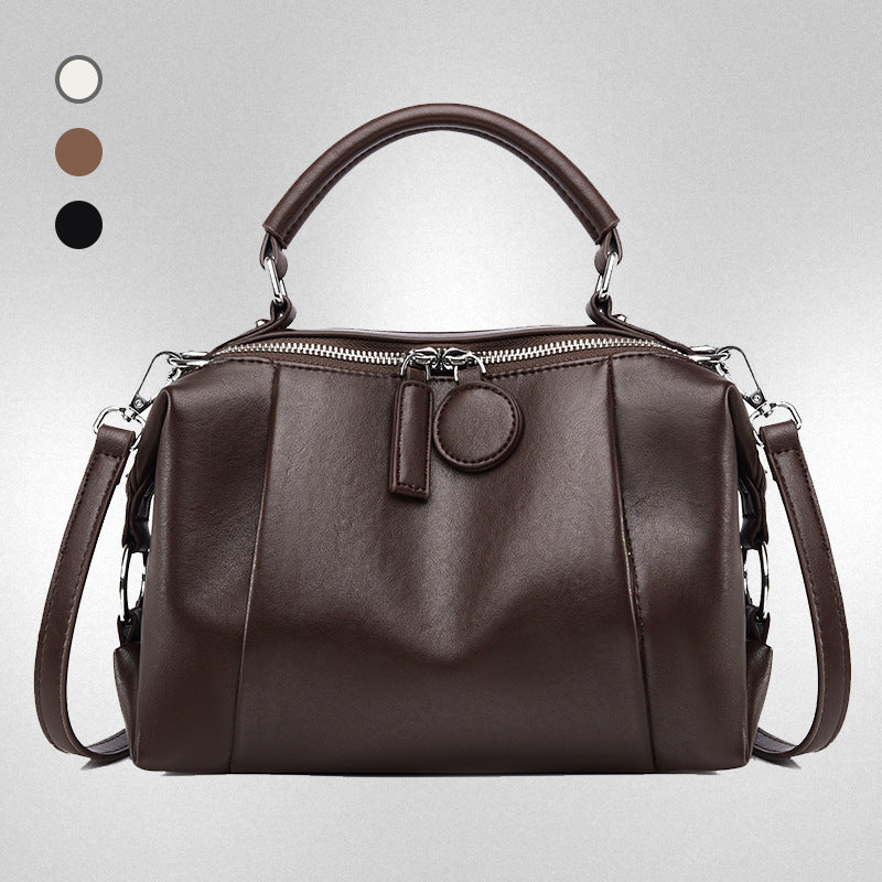 Women's Leather Tactile Feel Soft Fashionable Bright Commuter Pillow Retro Women's Shoulder Bag