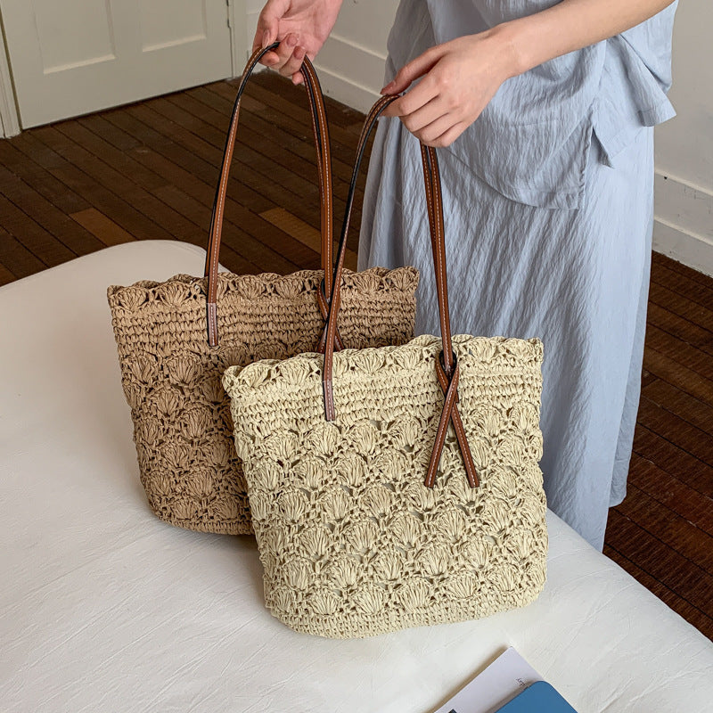 Women's Hand-woven Straw Woven Trendy Seaside Holiday Tote Bag