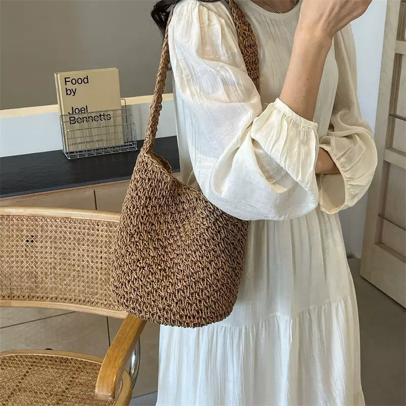 Women's Straw Weaving Hollow Seaside Beach Vacation Idle Style Bags