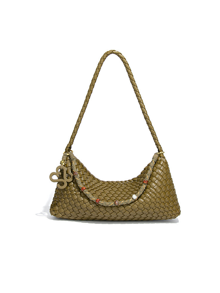 Women's Design Underarm Solid Color Woven Fashion Bags