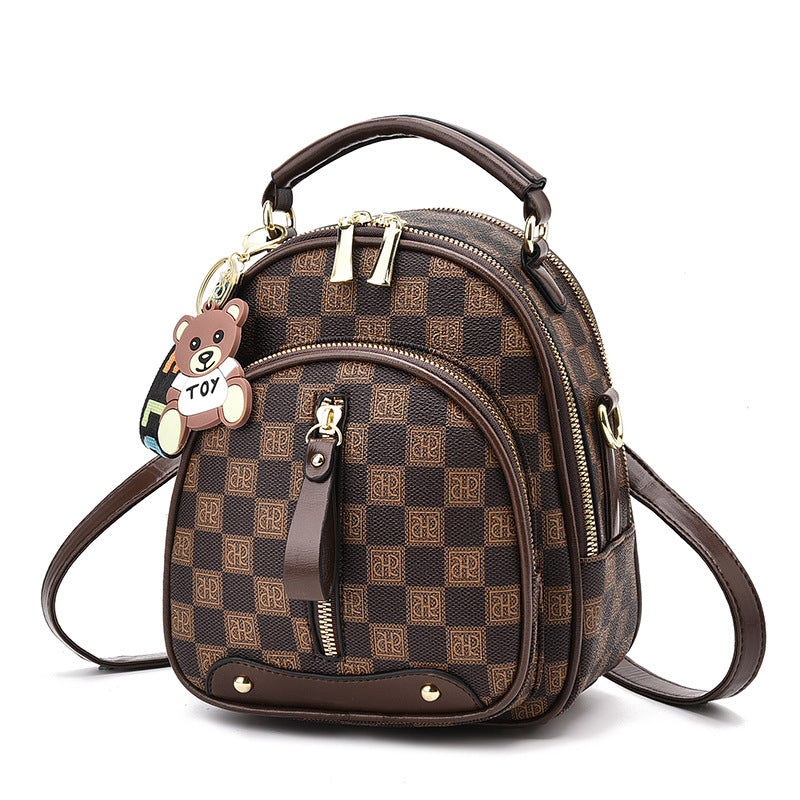 Women's Super Hot Soft Leather Printed Contrast Color Simple Women's Backpack