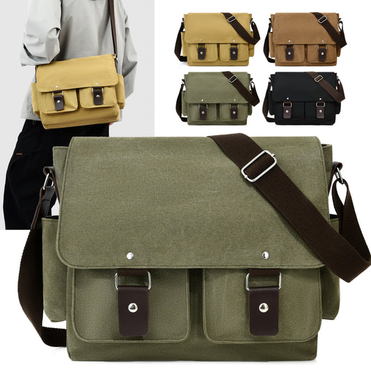 Men's Retro Canvas Horizontal Commuter Fashion Men's Messenger Bag