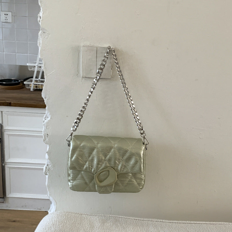 Women's Spring Simple Fashion Embroidery Line Chain Good-looking Small Square Bags