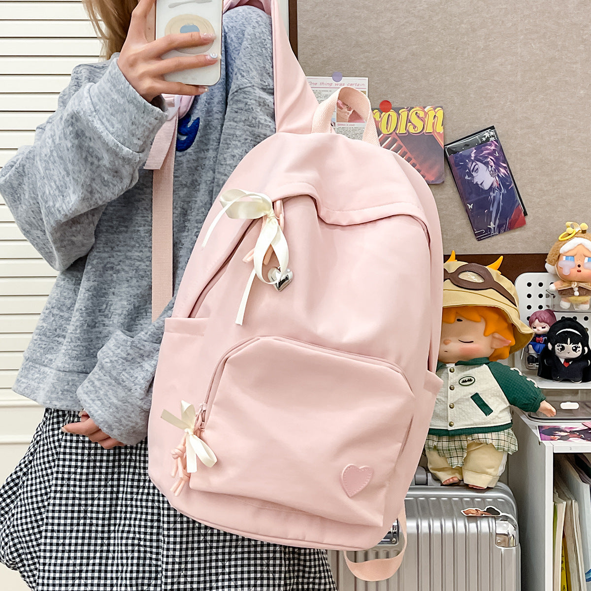 Solid Color Simple Good-looking Campus Lightweight Junior Women's Backpack