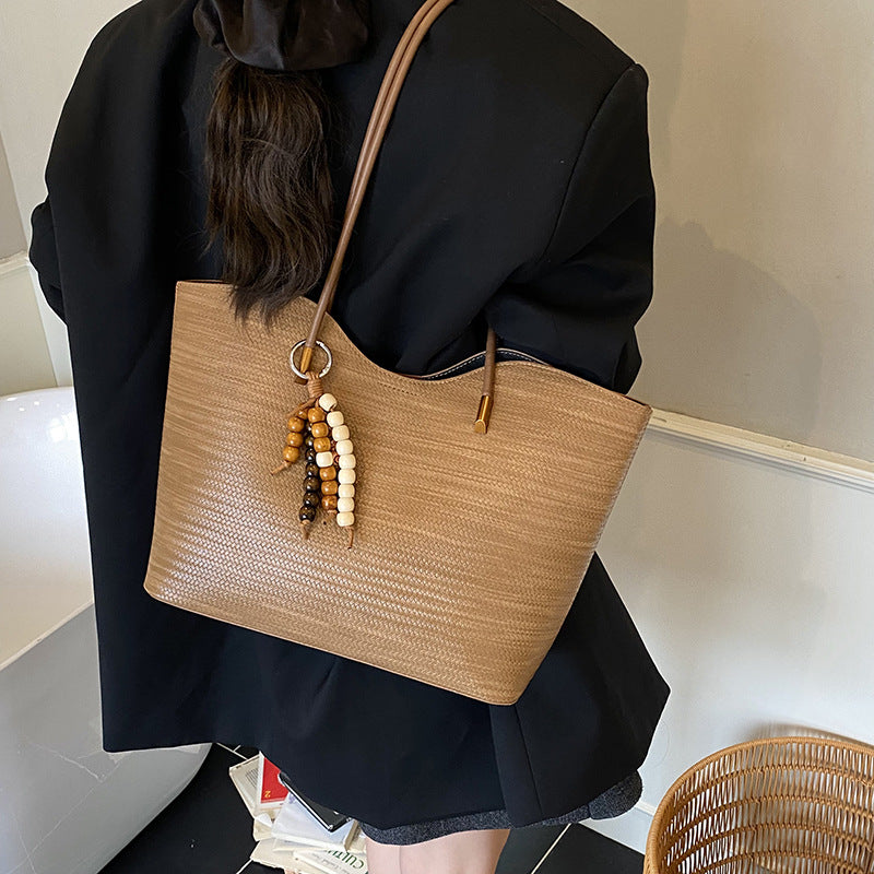 Women's Korean Straw Plaited Portable Autumn Large Capacity Tide Tote Bag