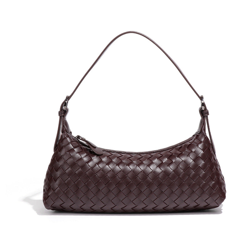 Women's Woven Baguette Texture Soft Leather Underarm Women's Handbag