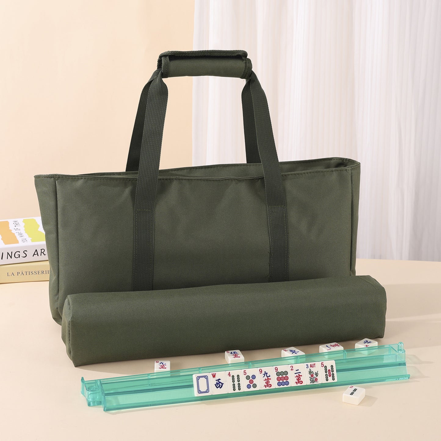 Canvas Portable Three-piece Mahjong Storage Wash Makeup Bag