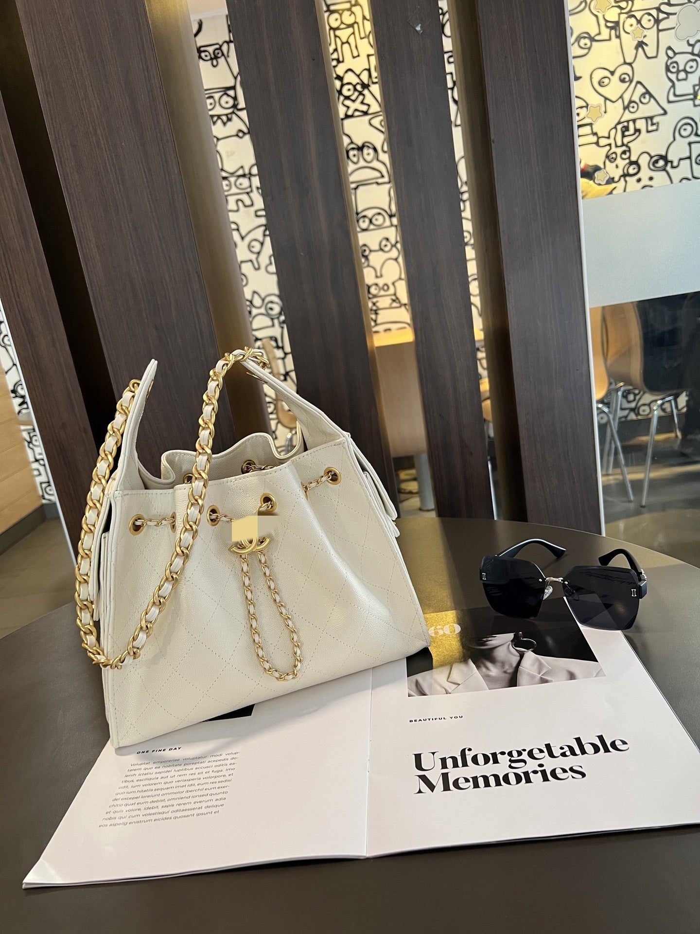 Women's Style Chain Commute Design Diamond Plaid Bucket Bag