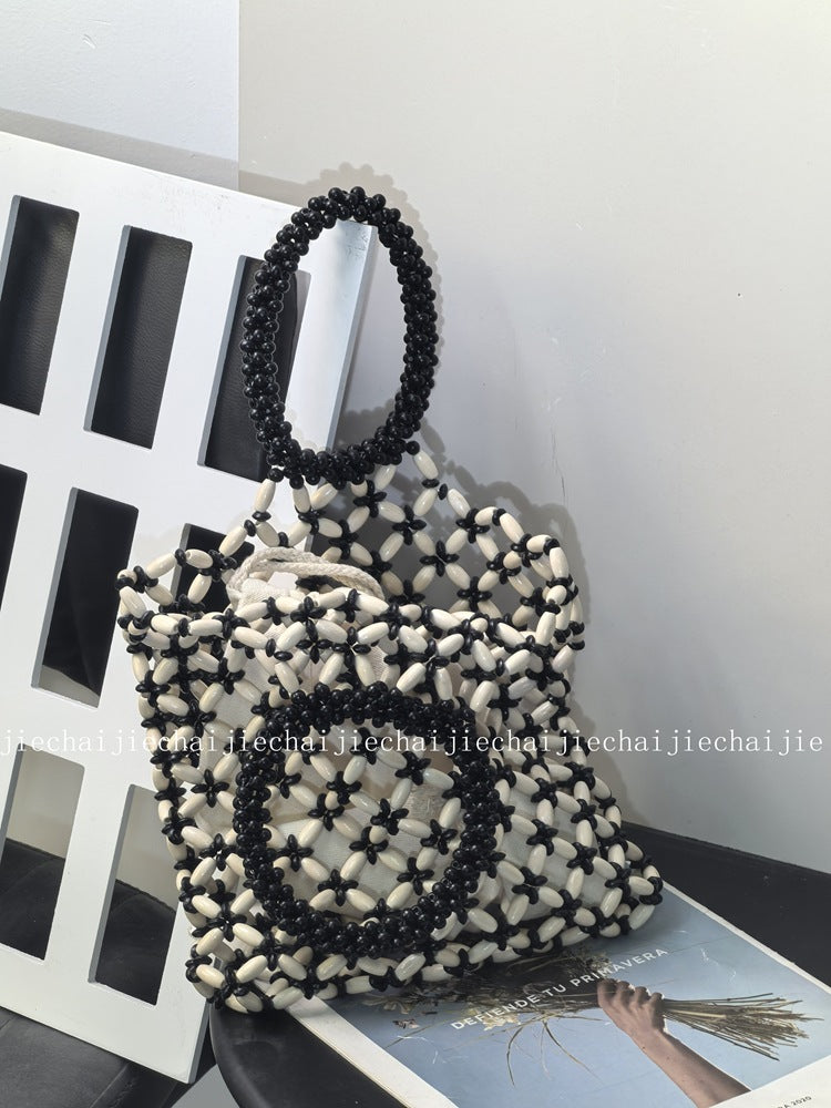 Beaded Wooden Bead Exquisite Woven Popular Acrylic Beads Hollow Out Women's Handbag