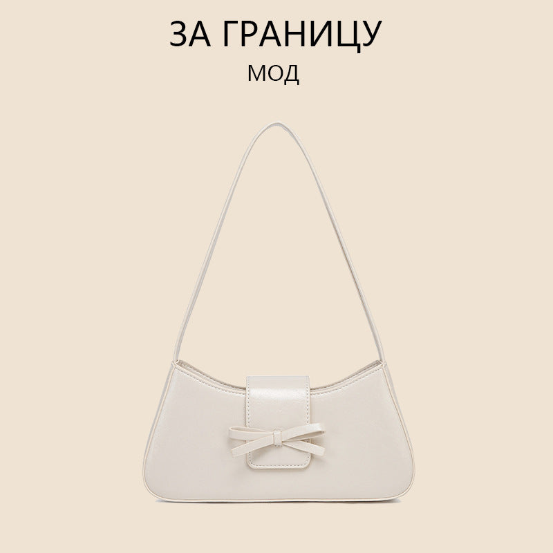 Women's Baguette Versatile Fashion Leather Niche Bow Bags
