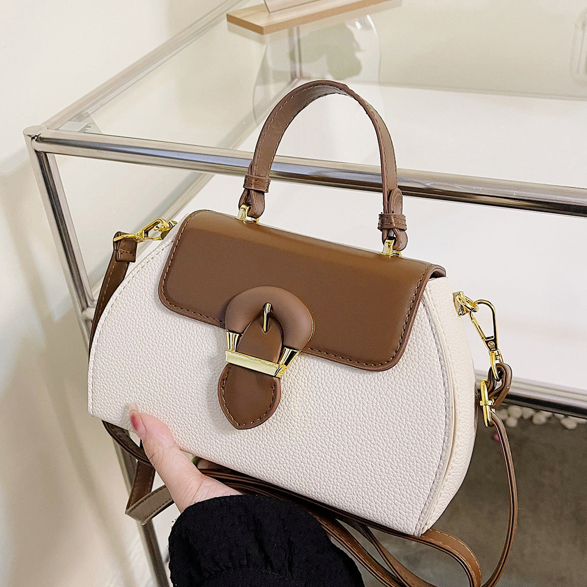 Women's Retro Color Contrast Patchwork Niche Design Women's Handbag