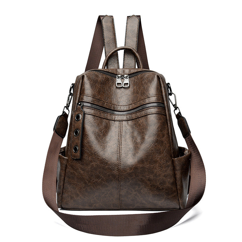 Women's Retro Soft Leather Trendy Large Capacity Commuter Women's Backpack