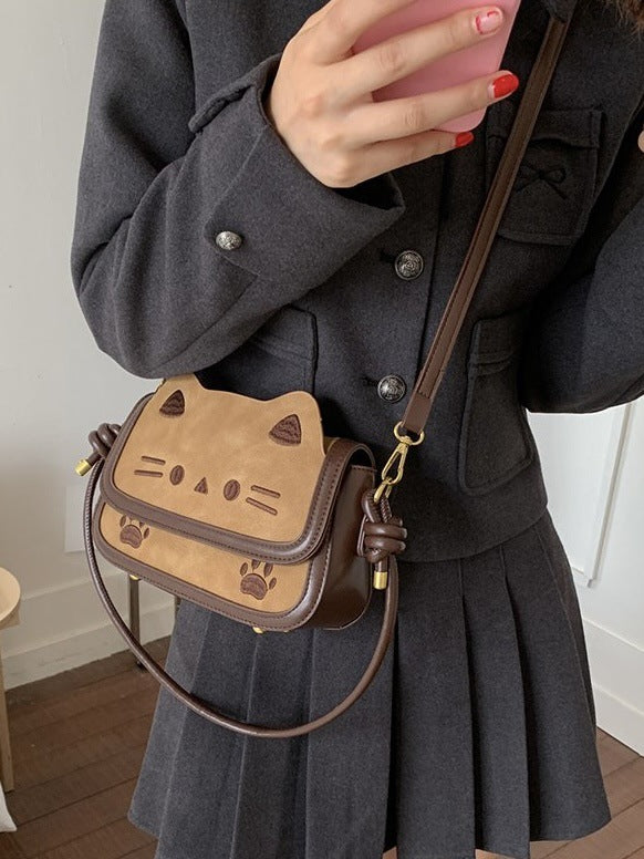Women's Korean Retro Cute Kitten Cartoon Versatile Leisure Backpack