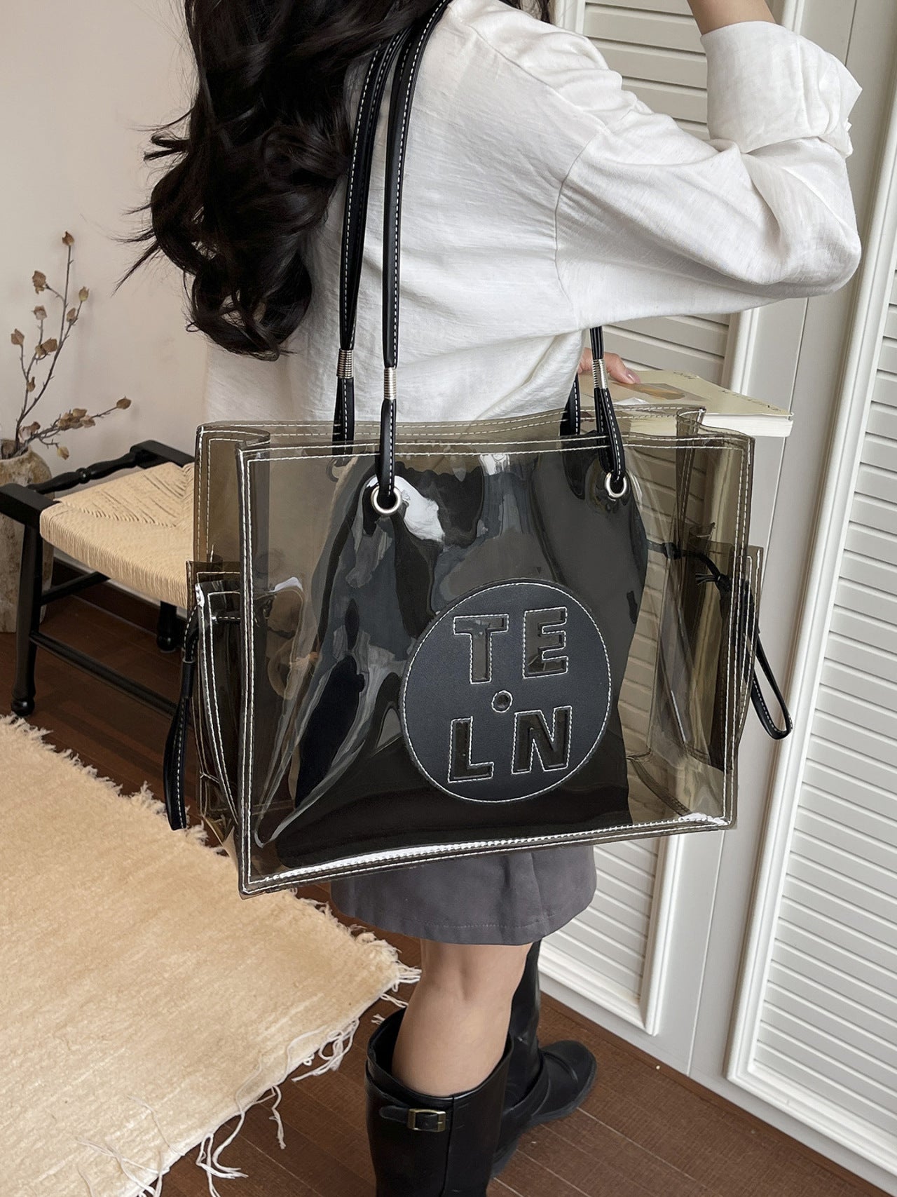Portable Transparent Beach Holiday Large Capacity Western Style Tote Bag