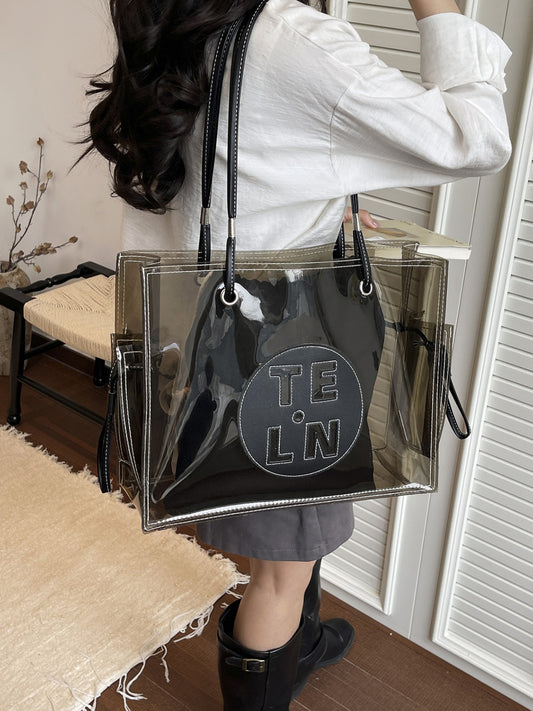 Portable Transparent Beach Holiday Large Capacity Western Style Tote Bag