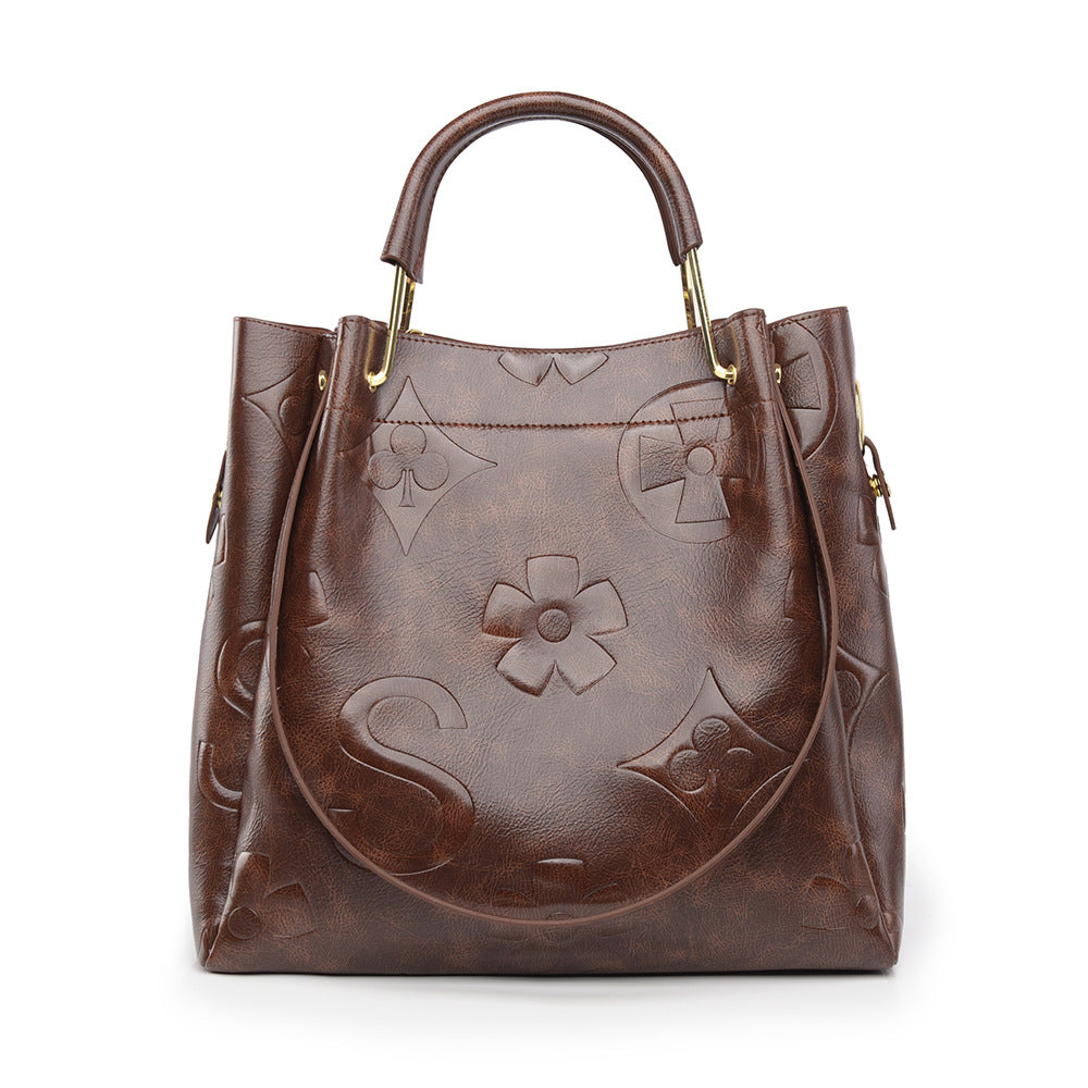 Women's High-grade Large Capacity Retro Simple Fashion Bucket Bag