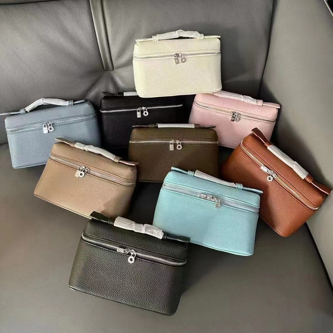 Ostrich Grain Lunch Box Vintage Upscale Women's Messenger Bag