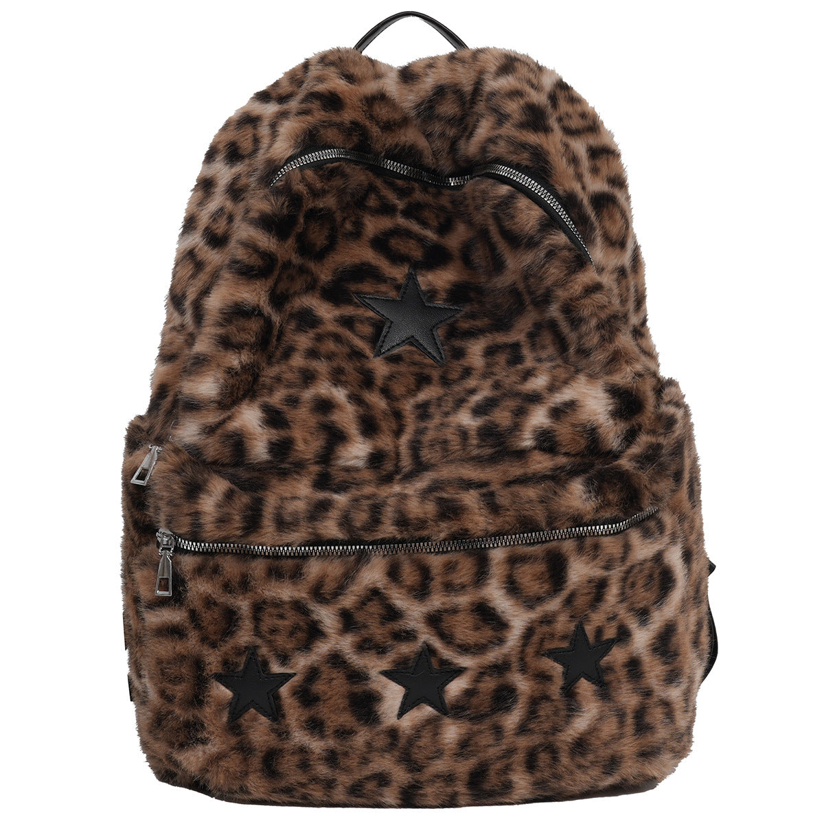 Women's Plush Large Capacity Leopard Print Cows Pattern Good-looking Fur Backpacks