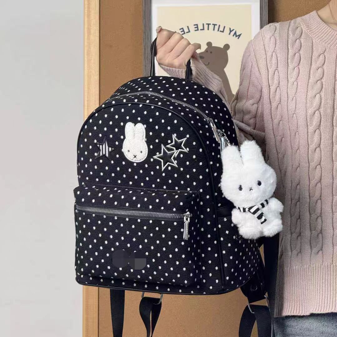 Rabbit Polka Dot Simple Large Capacity Lightweight Women's Backpack