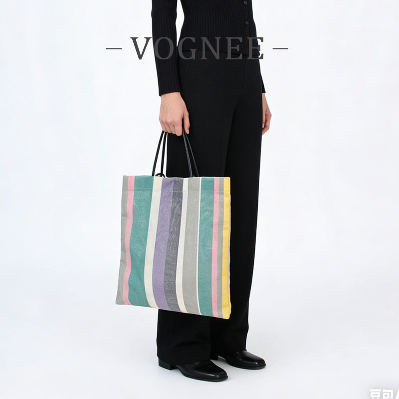 Rainbow Striped Large Capacity Fashion Leisure Women's Shoulder Bag