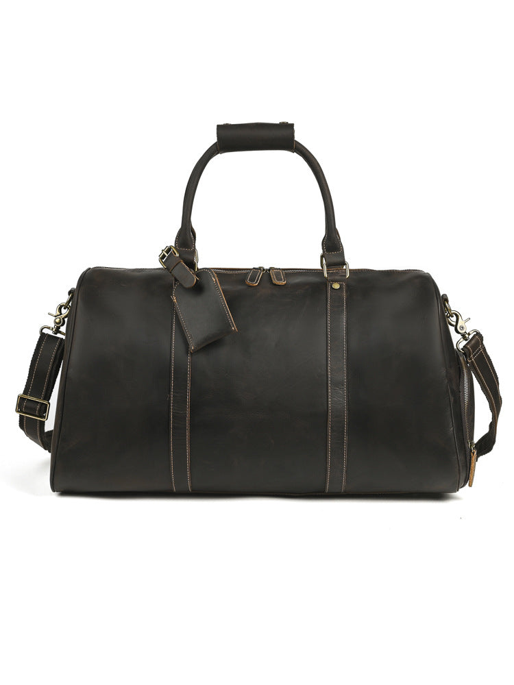 Men's Crazy Horse Leather Large Capacity Fitness Handbags