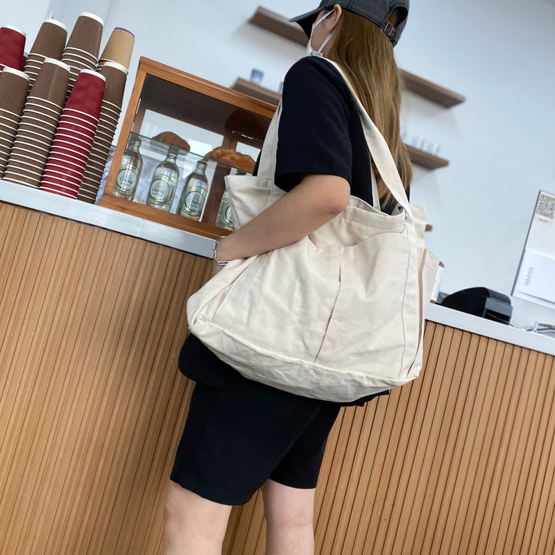 Women's Solid Color Canvas Leisure Commute Shopping Simple Women's Shoulder Bag