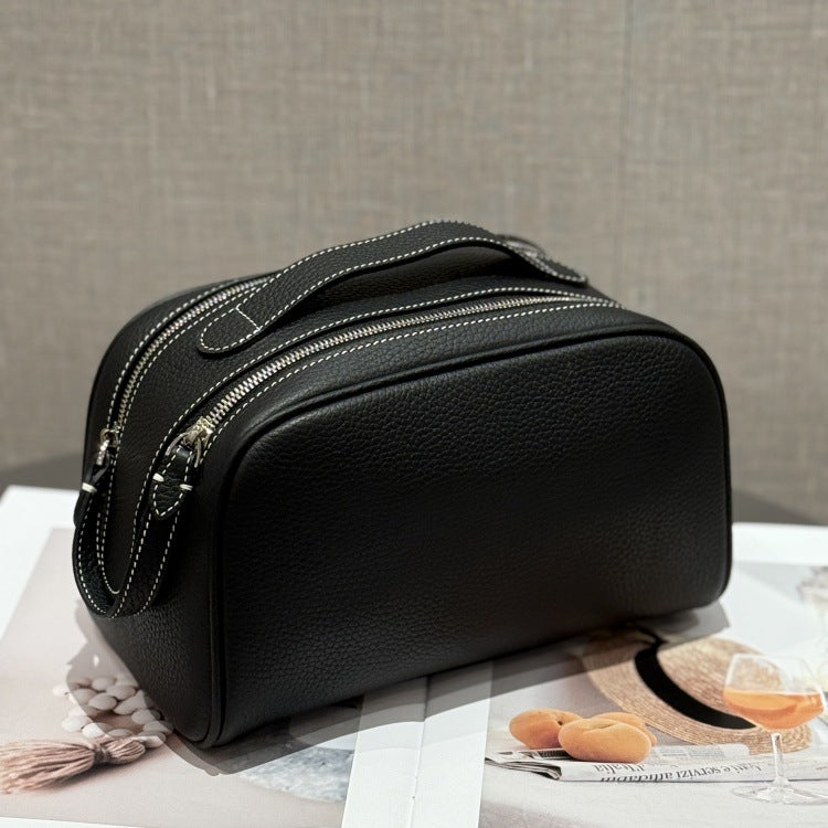 Layer Cowhide High-grade Portable Large Capacity Makeup Bag