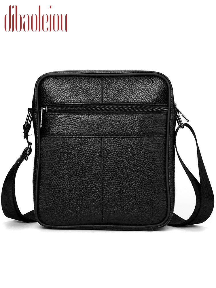 Men's Large Capacity Cowhide Leather Vertical High Men's Messenger Bag