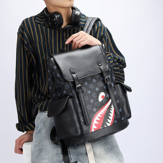 Men's Fashion Presbyopic Soft Leather Large Capacity Backpacks
