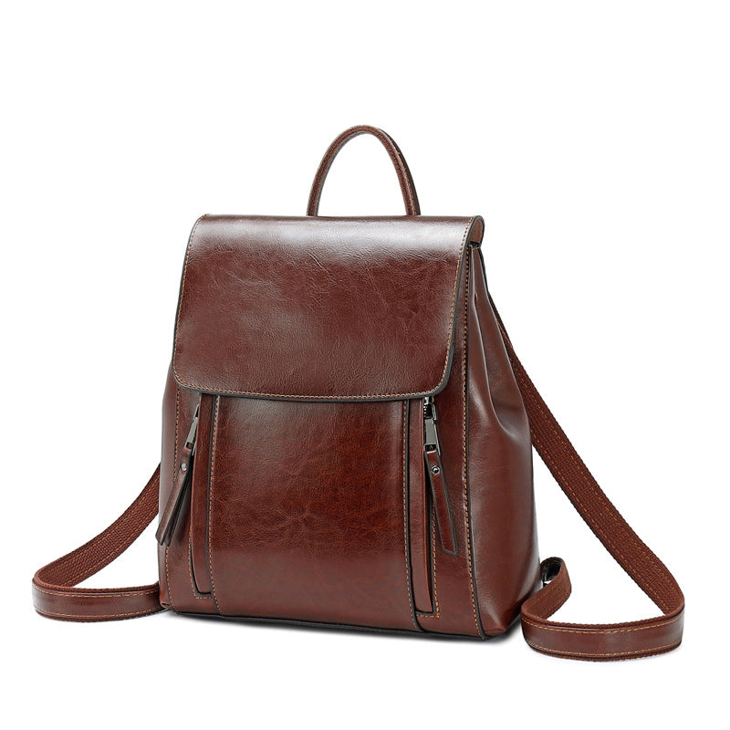 Women's Counter Leather Fashion Retro Large Capacity Backpacks