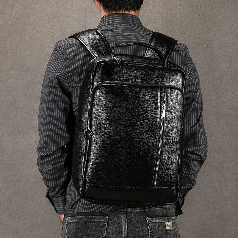 Casual Men's Leather Commuter Computer Cowhide Business Backpack