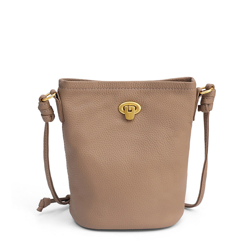 Women's Korean Style Mini Genuine Leather Mobile First Layer Women's Messenger Bag