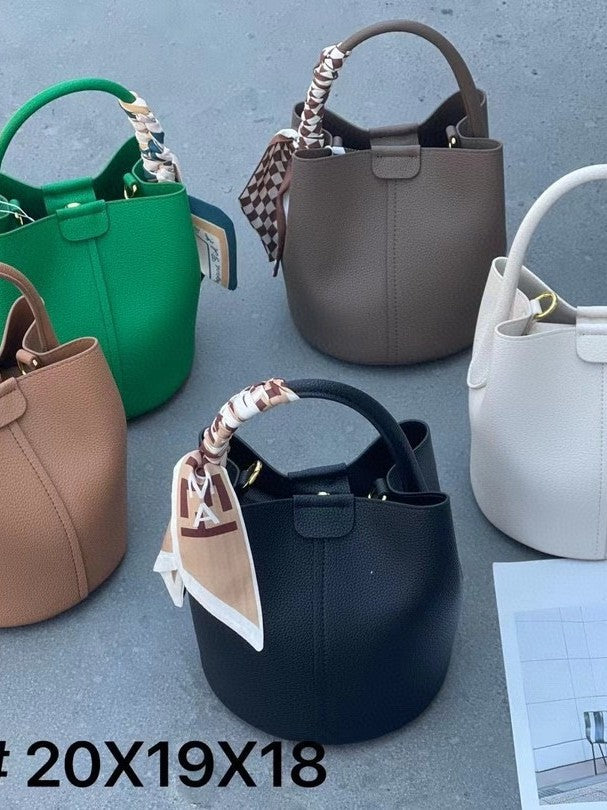 Women's Genuine Leather Portable Large Capacity Simple Bucket Bag