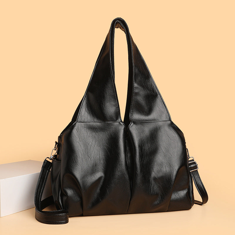 Women's Large Capacity Fashion Simple Retro Solid Color Tote Bag